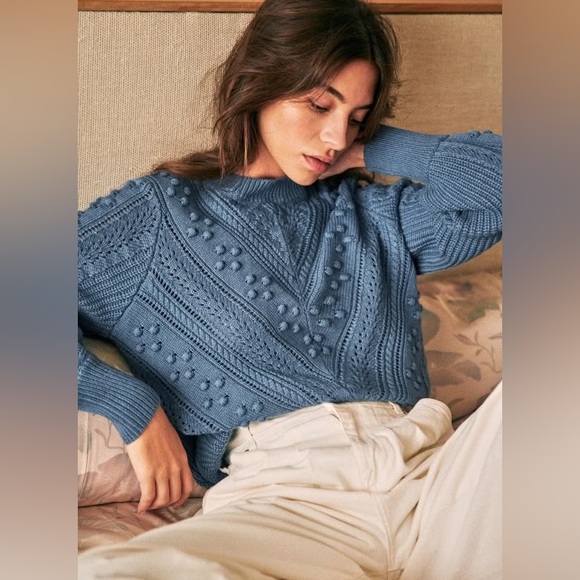 Sézane Solal Jumper / Sweater in Vintage Blue with Bobble Design - Picture 5 of 11